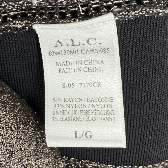 A.L.C. ALC Designer Susanna Gold Metallic Fit and Flare Pleated Skirt Dress Sz L - Picture 4 of 8